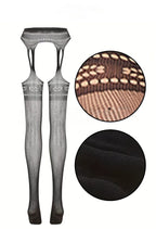 Jacquard Fishnet Pantyhose with Garter - Plus Size Tights