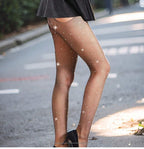 Rhinestone Fishnet Pantyhose - High Waist Slim Fit Plus Size
