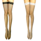 Lace Trim Thigh High Stockings - Mesh Design