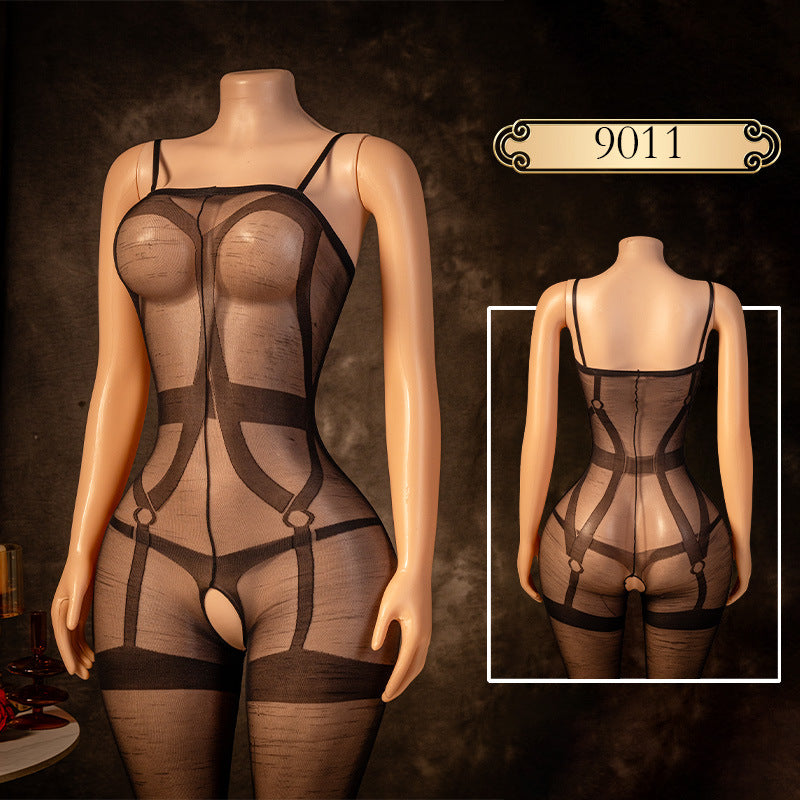 Lace Bodysuit Lingerie Set with Stockings - One Piece Sleepwear