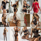 Hollow Out Mesh Bodycon Short Skirt Set - Bodysuit Style