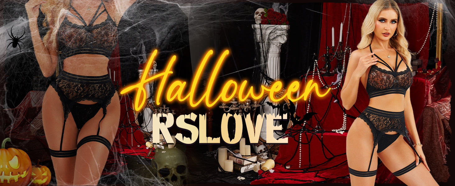 Strappy Seduction Halter Set - 3 Piece Lace Garter Collection