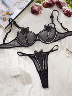 Butterfly Glamour Mesh Lingerie - Sequin Bra and Brief Set