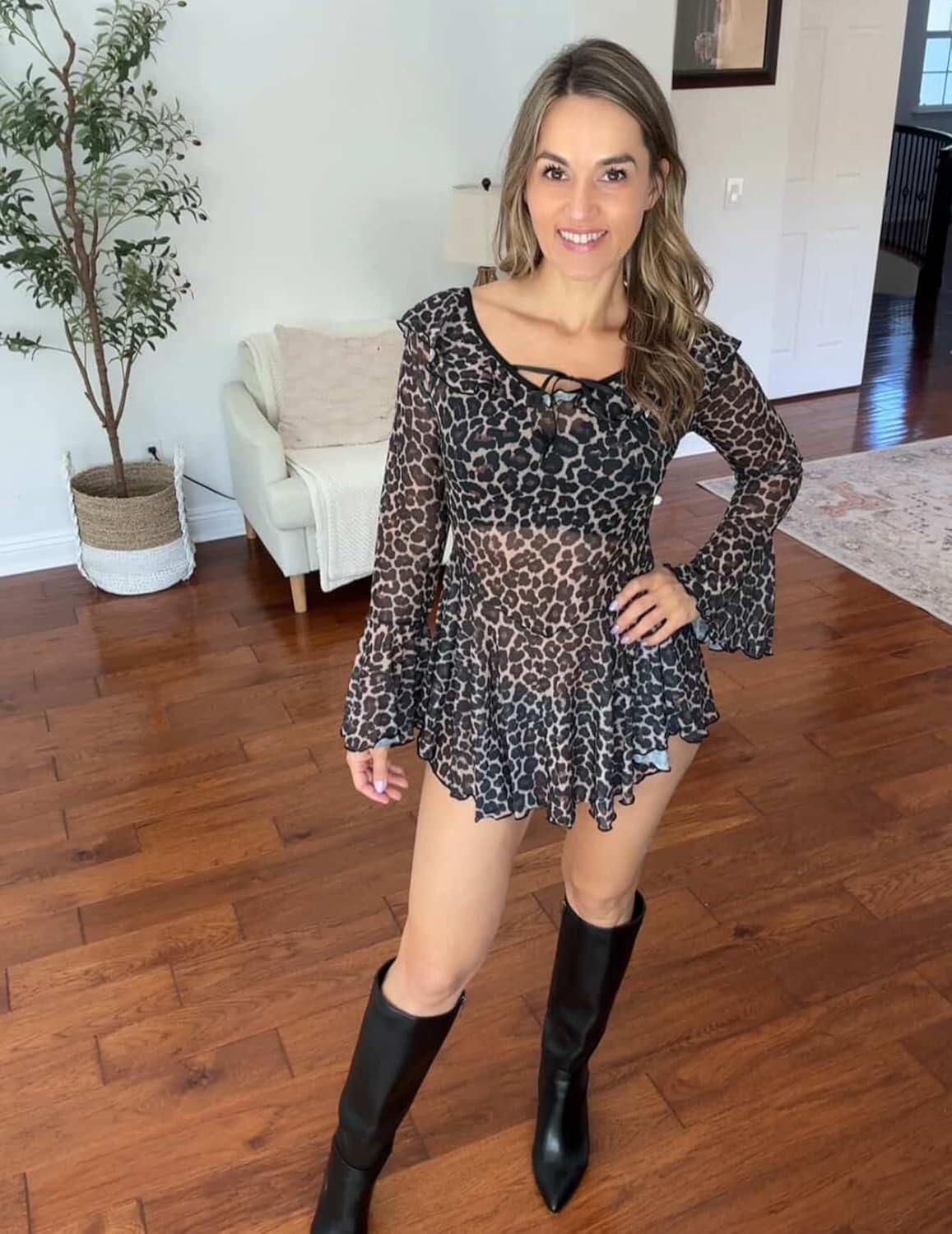 Romantic Ruffles Off-Shoulder Babydoll - Long Sleeve Nightgown