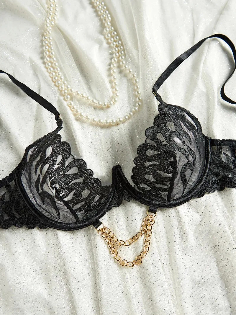 Chains of Desire 4-Piece Lingerie - Corset and Chain Set