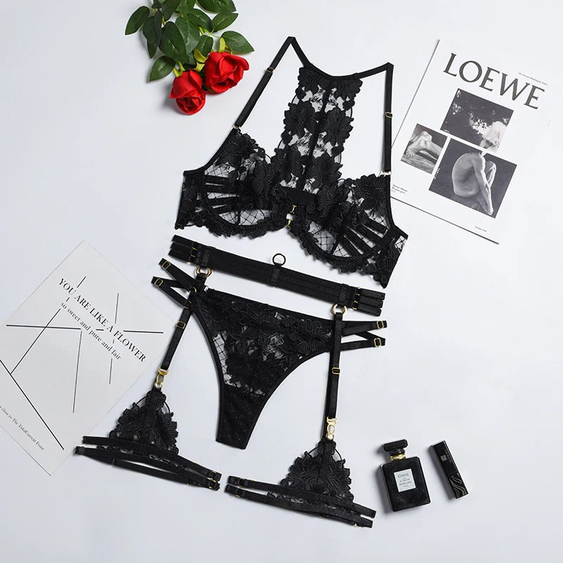 Garden of Eden Floral Lace Set - 2 Piece Embroidery Collection