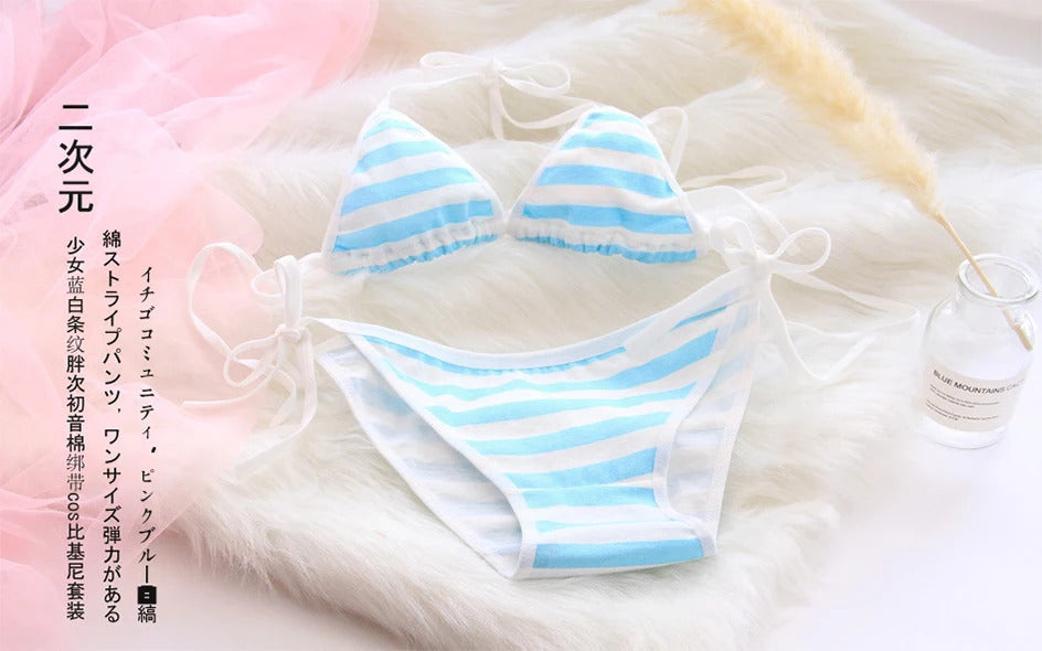 Sailor Stripes Cotton Bralette - Seamless Kawaii Set