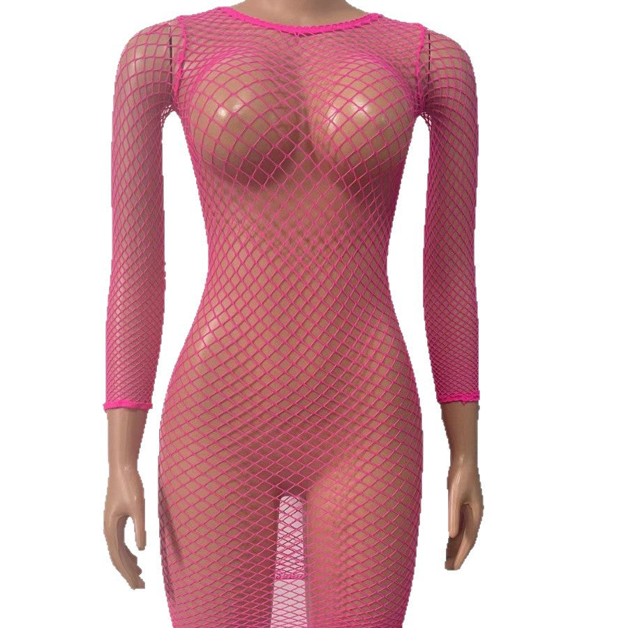 Plus Size Mesh Bodysuit - Hollow Out One-Piece Swimsuit