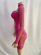 Round Neck Mesh Bodysuit - Strapless Shawl Style