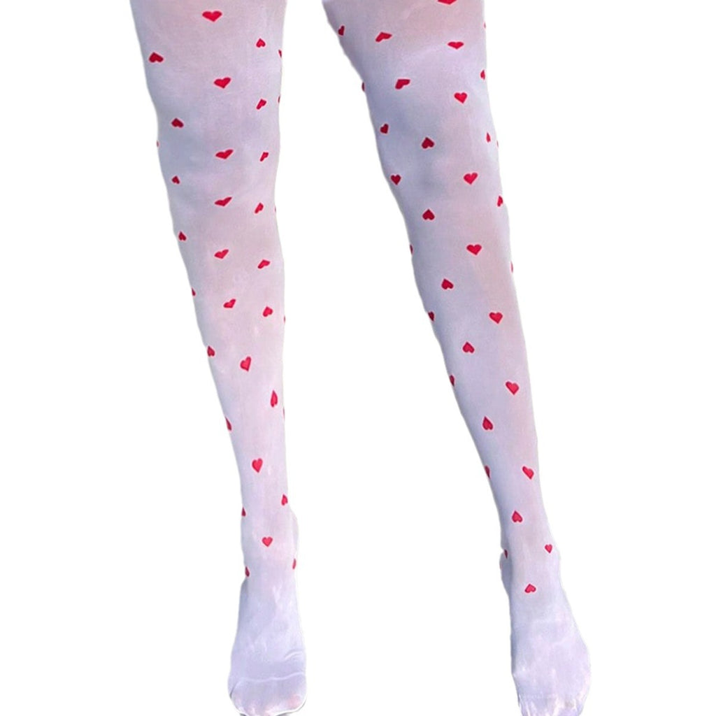 Heart Pattern Over-Knee Socks - Fishnet Stockings
