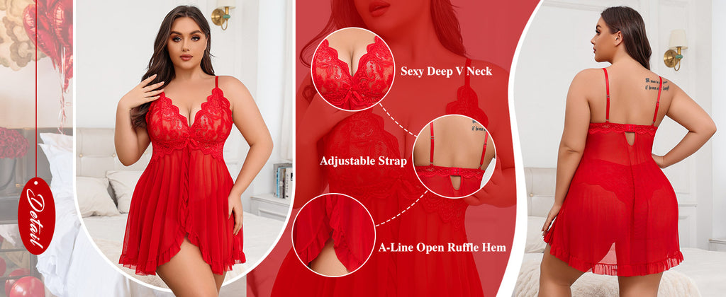 Curves Divine Plus Size Babydoll - V-Neck Open Front
