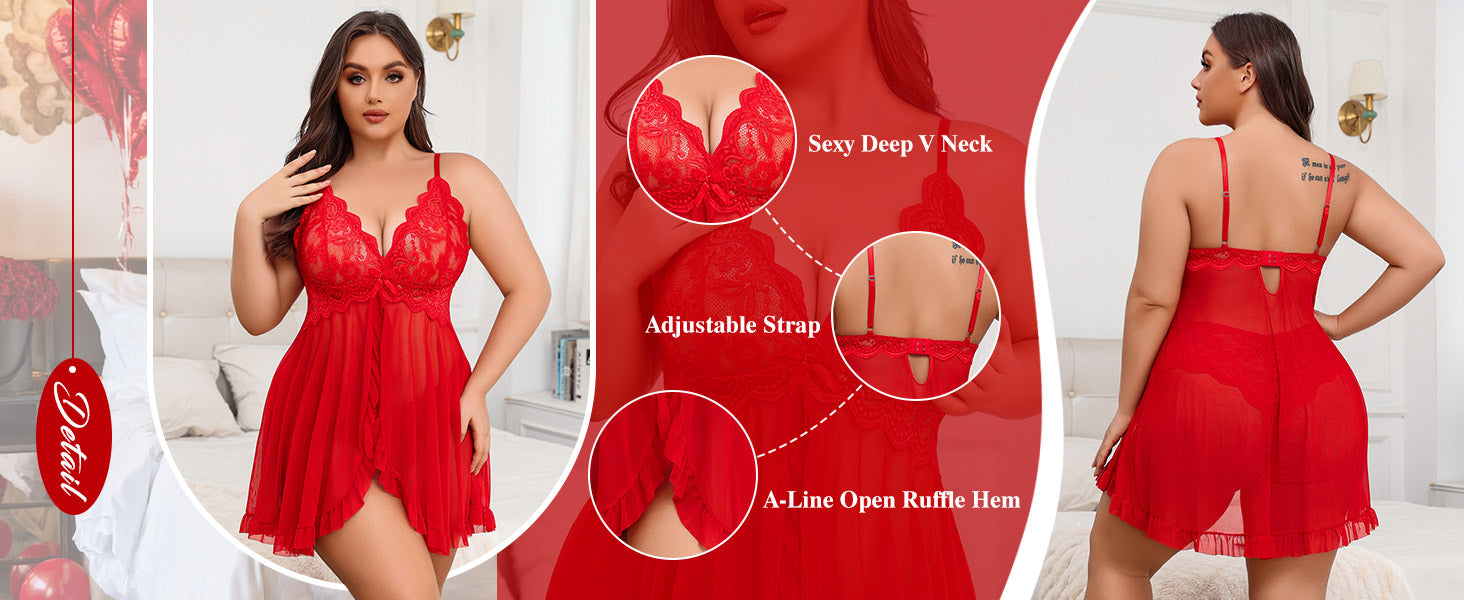 Curves Divine Plus Size Babydoll - V-Neck Open Front