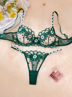 Blooming Chrysanthemum Set - 2 Piece Floral Lingerie