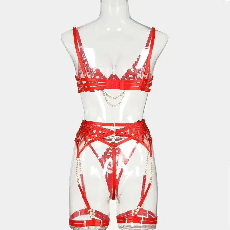 Chains of Desire 4-Piece Lingerie - Corset and Chain Set