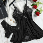 Ethereal Tulle Nightgown Set - Sheer V-Neck Sleepwear