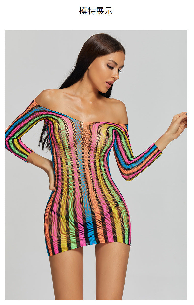 Bodycon Mesh Nightdress - One-Piece Sleepwear