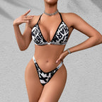 Bold Statement Letter Print Set - Wire-Free Bra and Thong