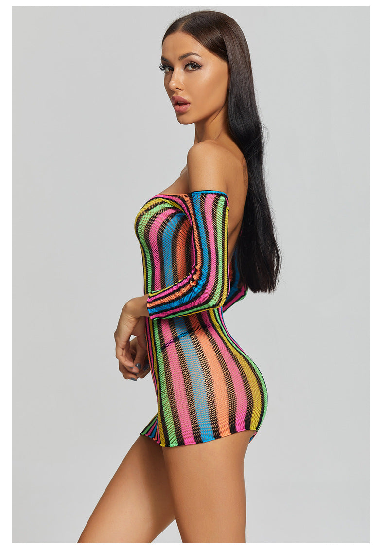 Bodycon Mesh Nightdress - One-Piece Sleepwear