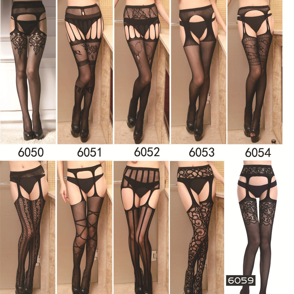 Plus Size Hollow Out Garter Pantyhose - Jacquard Fishnet Design