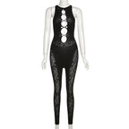Intricate Jacquard Mesh Bodysuit - Hollow Out High Elastic Jumpsuit