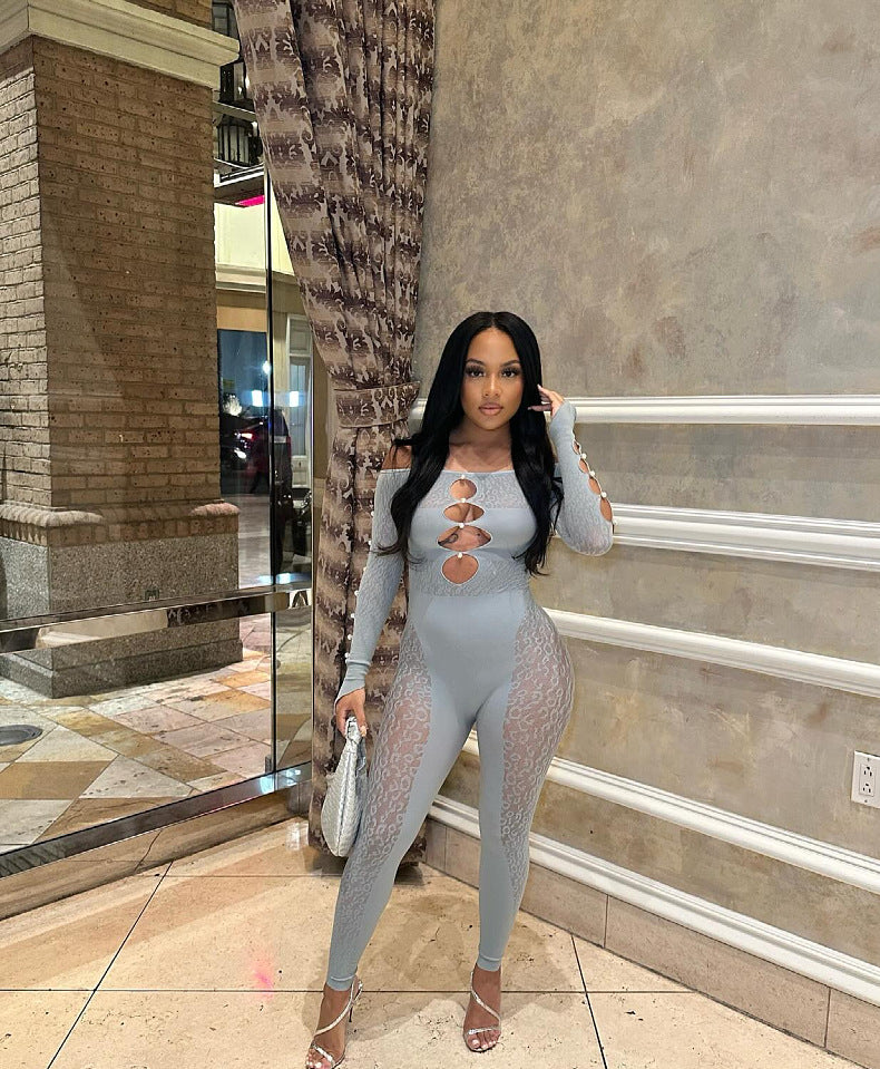 Leopard Print Jacquard Bodysuit - Animal Print Set