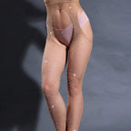 Rhinestone Fishnet Pantyhose - High Waist Slim Fit Plus Size
