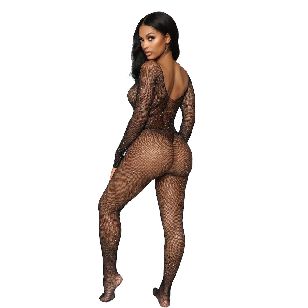 Rhinestone Mesh Bodysuit - Fishnet Lingerie