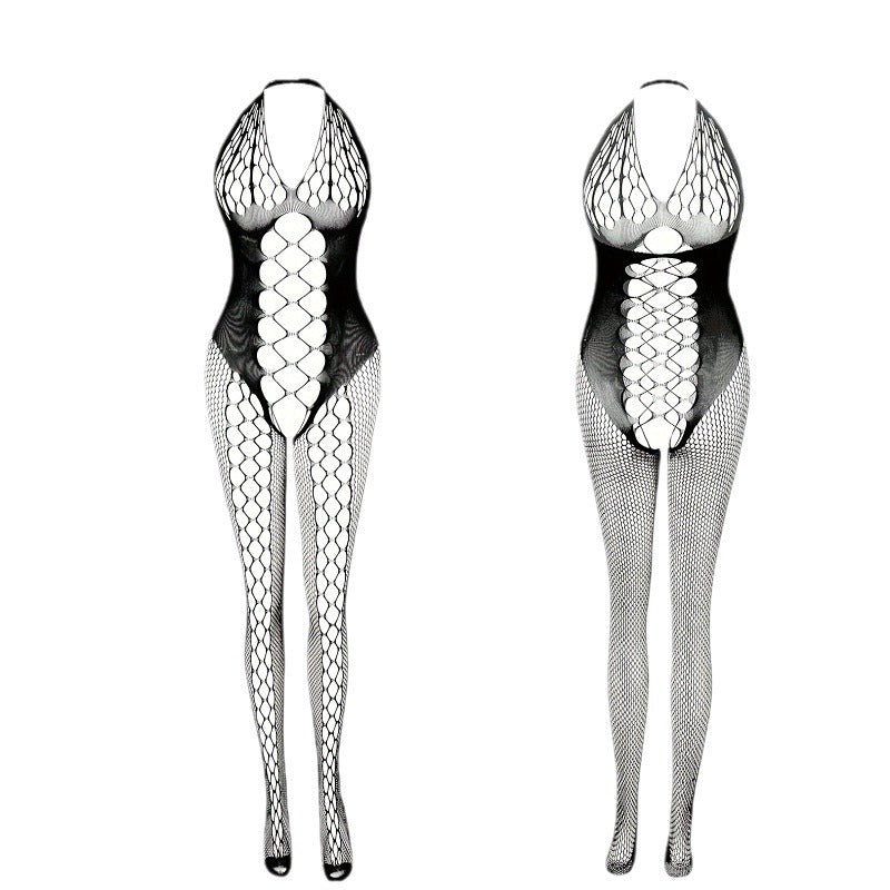 Halter Deep V Bodysuit - Hollow Out One-Piece Tights