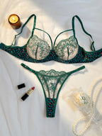 Wild Romance Leopard and Floral Set - Black Lace Lingerie