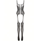 Jacquard Hollow Out Pantyhose - Women's Bodysuit Set