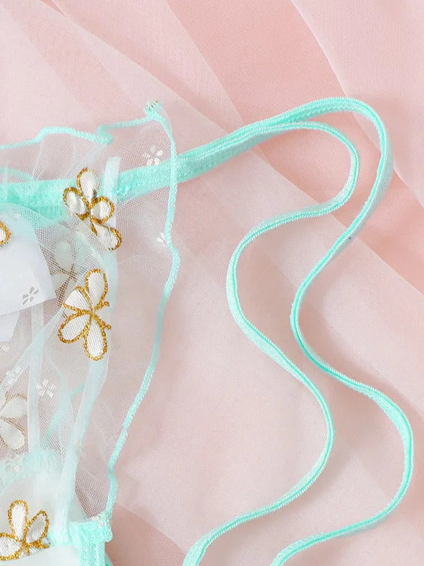 Butterfly Whispers Embroidery Set - 2 Piece Bowknot Lingerie