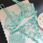 Parisian Nights Embroidered Lace Bralette - French Mesh Set