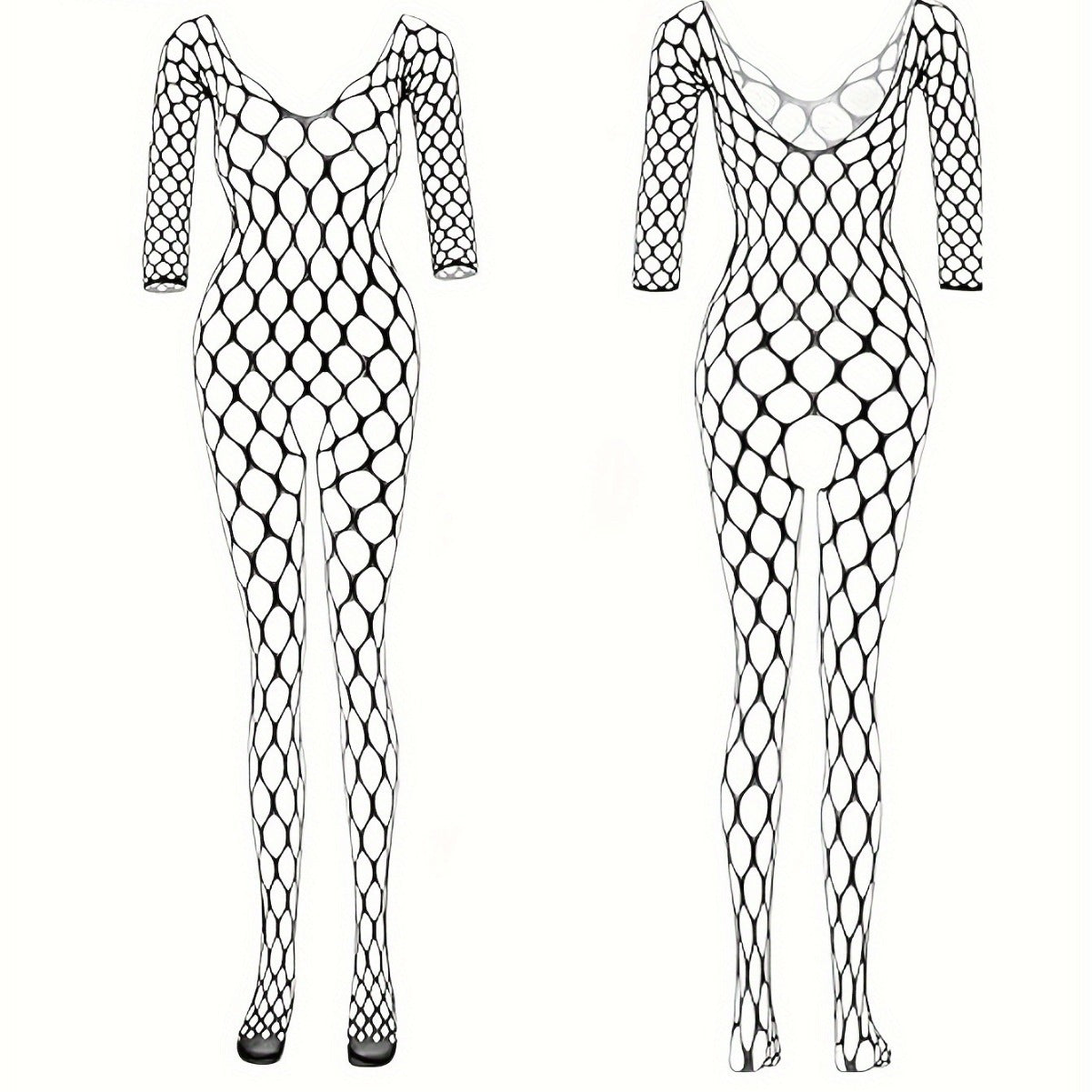 Hollow Out Fishnet Bodysuit - Tight-Fitting One Piece Design