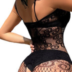 Lace Mesh Bodysuit - One Piece with Stockings