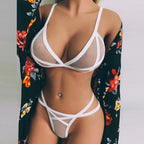 Midnight Corset Mesh Lingerie - Underwire Shapewear Set