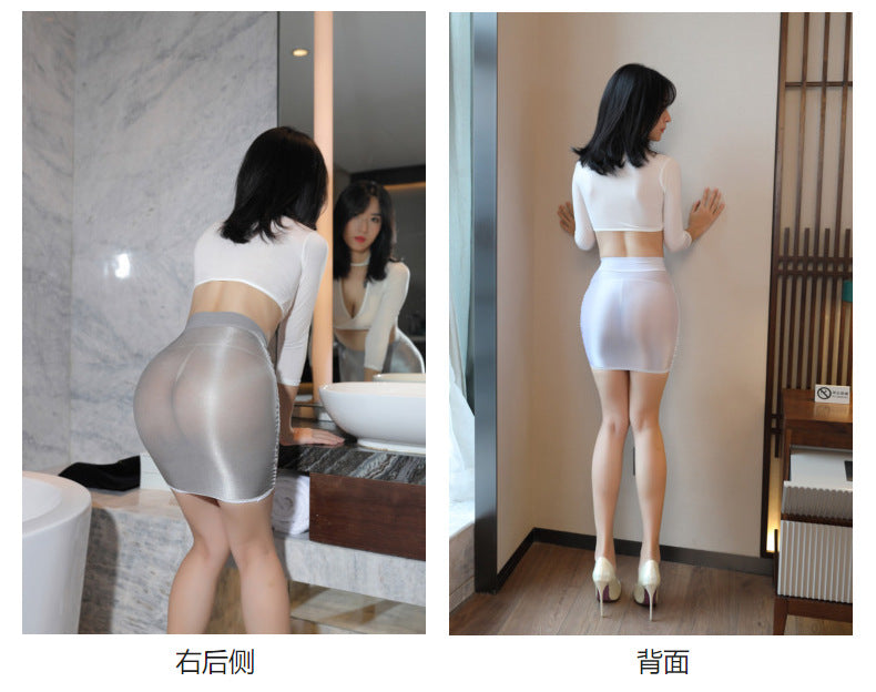 Glossy Sheer Mini Skirt - Transparent Design