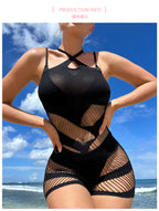 Sophisticated Halter Bodycon Dress - Sheer Mesh Lingerie