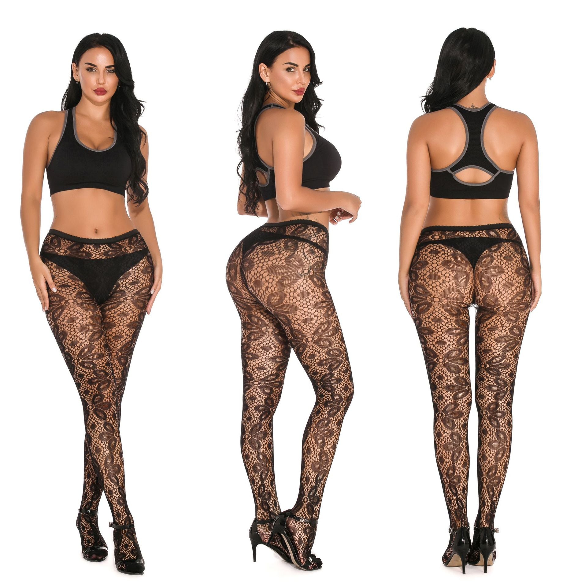 Fishnet Jacquard Pantyhose Set - Sleepwear Combo
