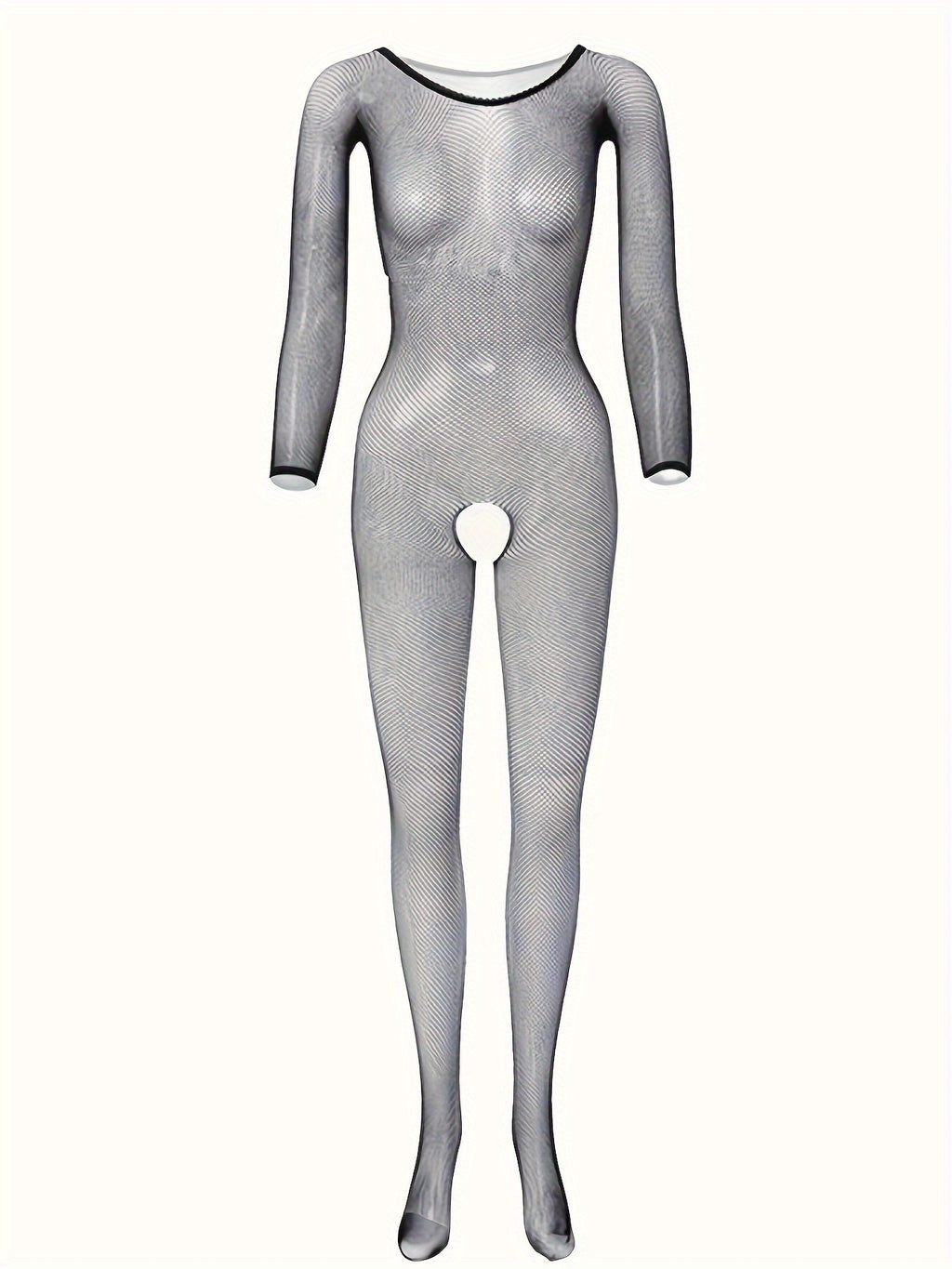 Long Sleeve Mesh Bodysuit with Fishnet Stockings