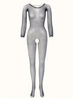Long Sleeve Mesh Bodysuit with Fishnet Stockings
