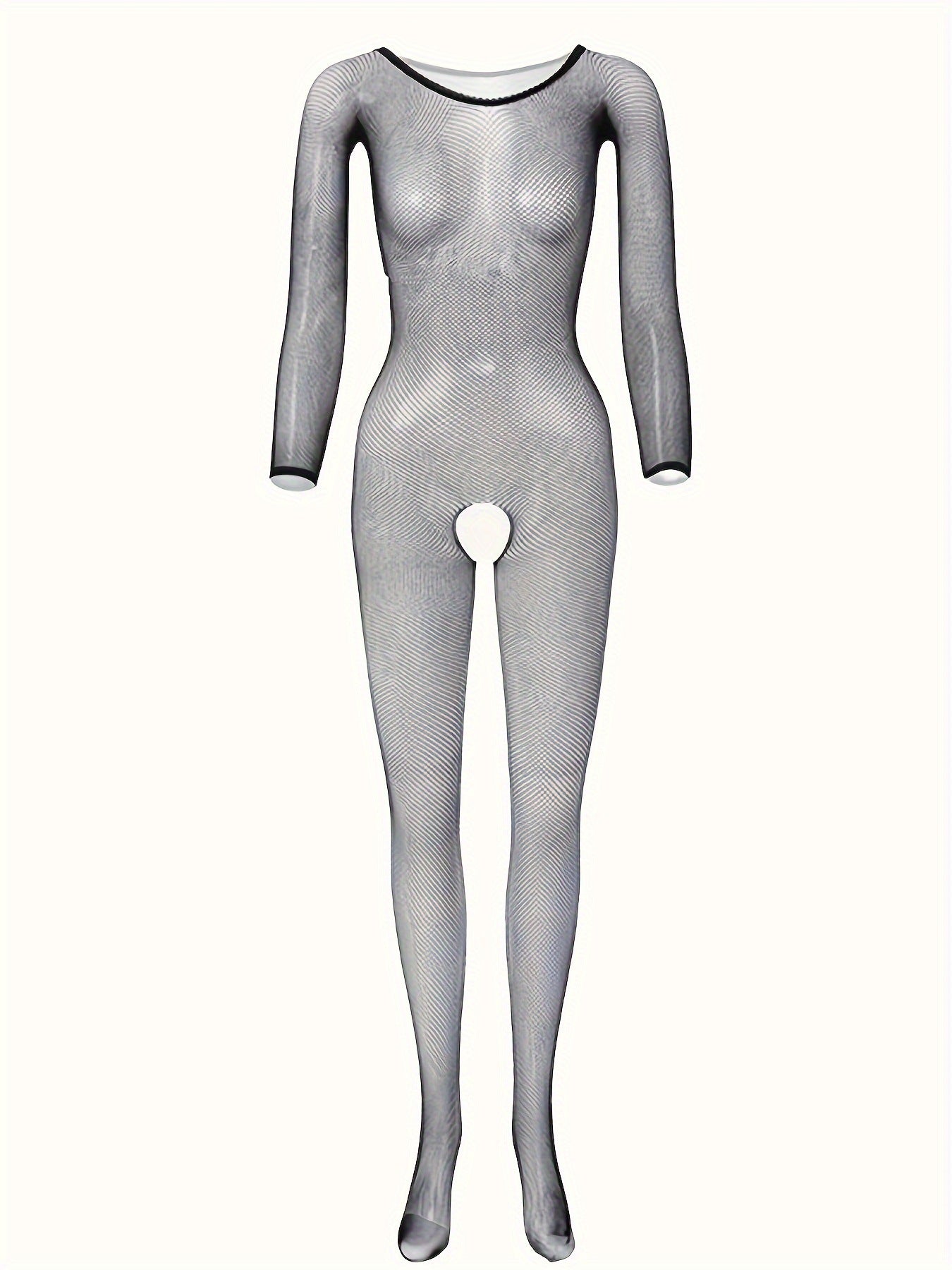 Long Sleeve Mesh Bodysuit with Fishnet Stockings