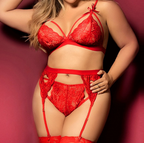 Scarlet Temptation Lace Babydoll - Garter Belt Set
