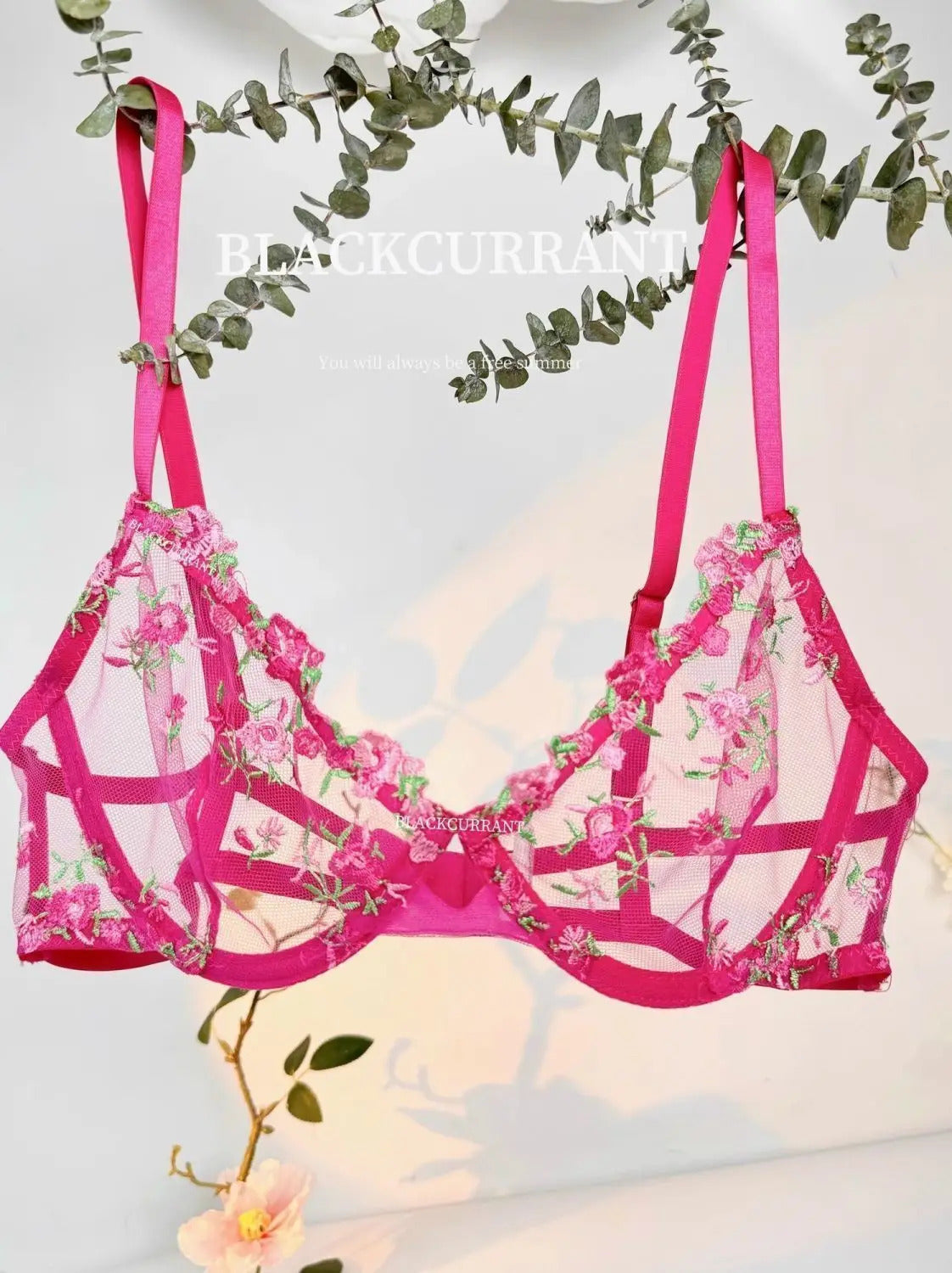 Parisian Nights Embroidered Lace Bralette - French Mesh Set