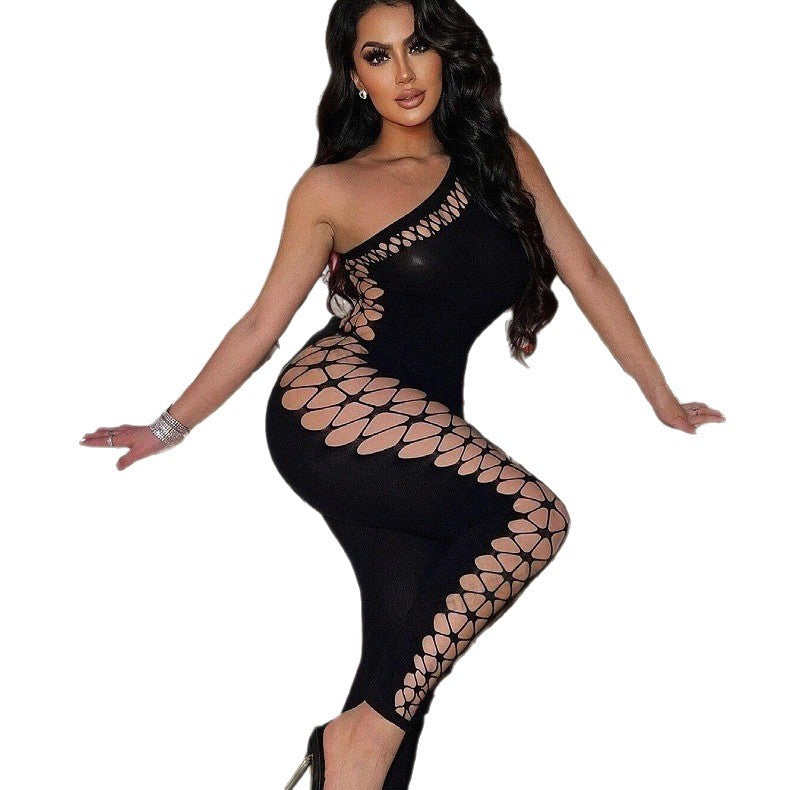 Hollow Out Mesh Bodysuit - One Piece Sleepwear