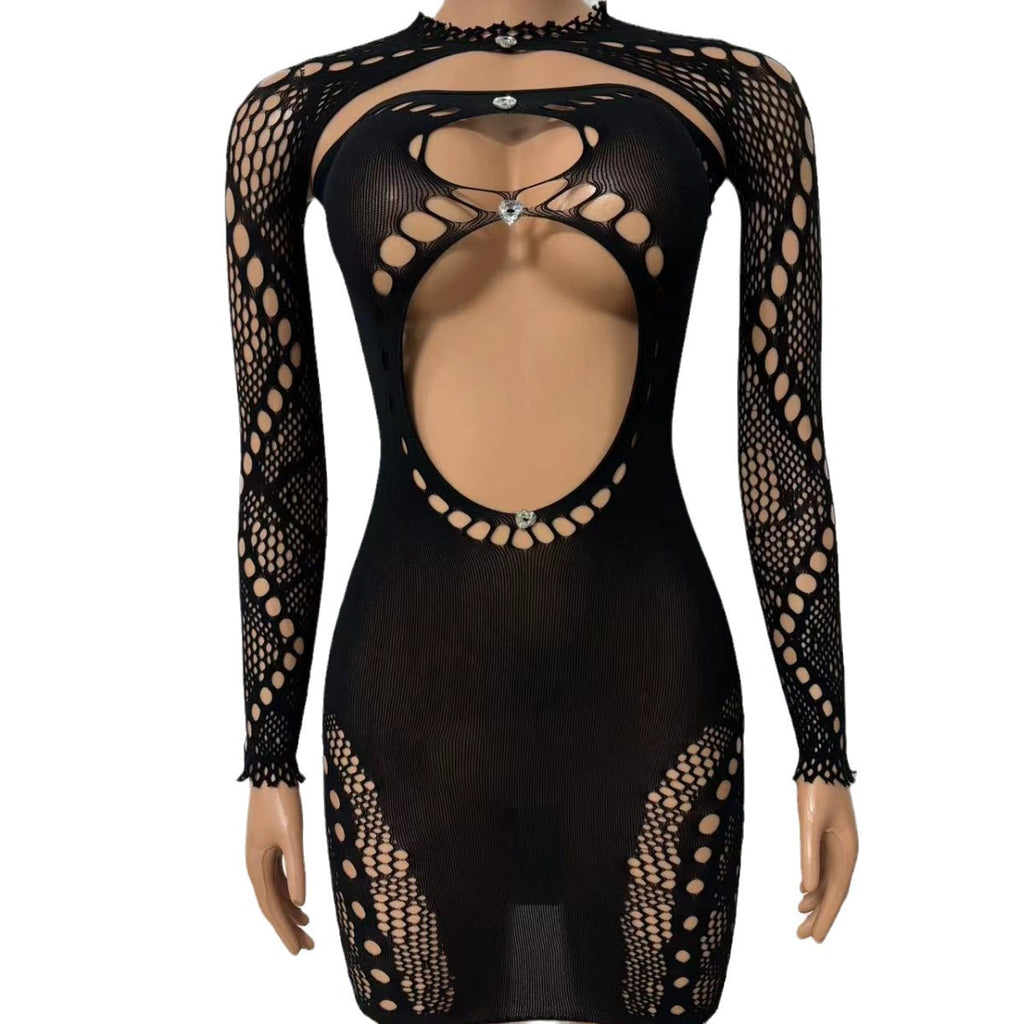 Round Neck Mesh Bodysuit - Strapless Shawl Style