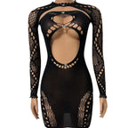 Round Neck Mesh Bodysuit - Strapless Shawl Style