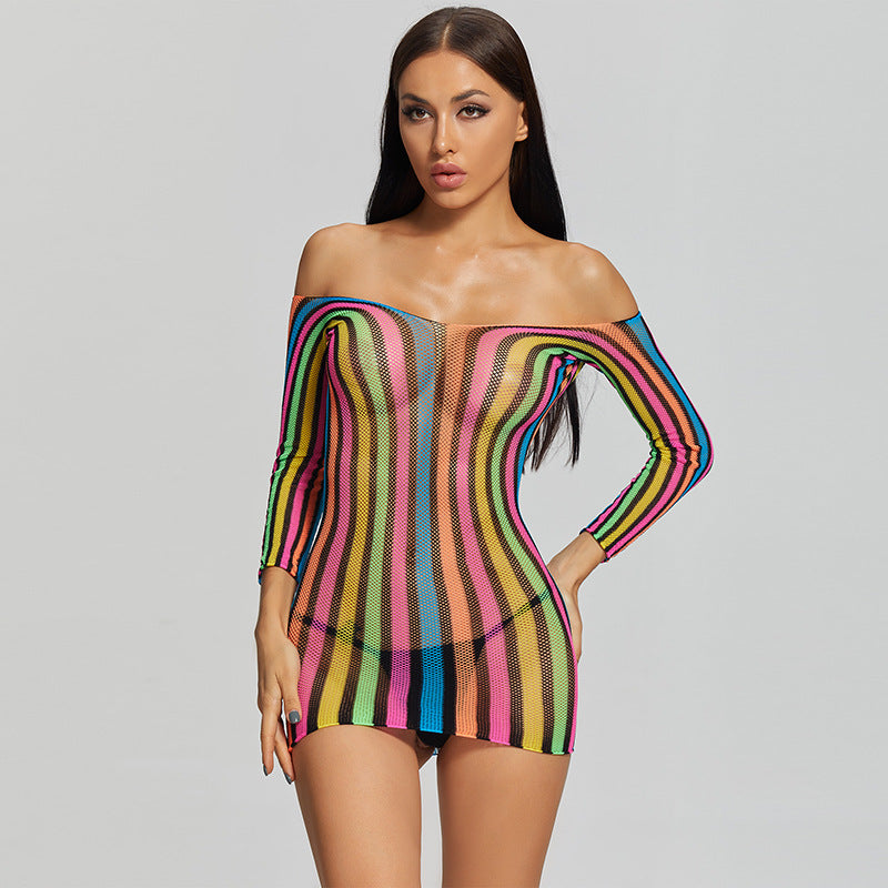 Bodycon Mesh Nightdress - One-Piece Sleepwear