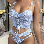 Blooming Beauty 3D Flower Bra - Beaded Lace Underwire Set