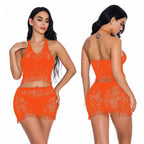 Tassel Bodycon Dress - Halter Neck Hollow Out Design