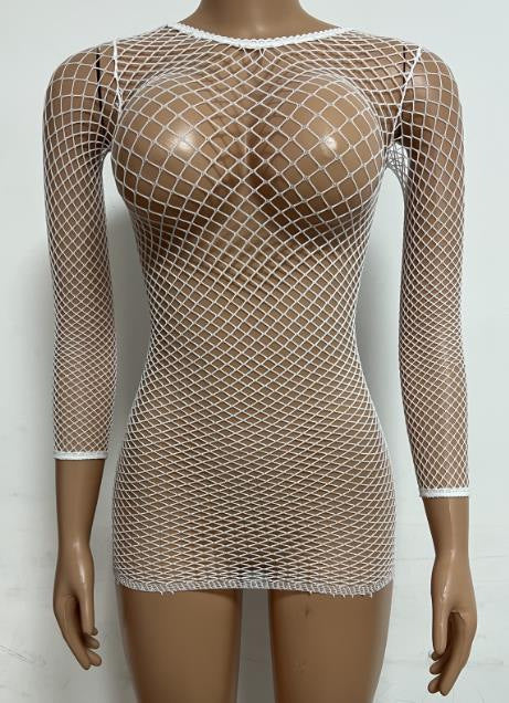 Plus Size Mesh Bodysuit - Hollow Out One-Piece Swimsuit